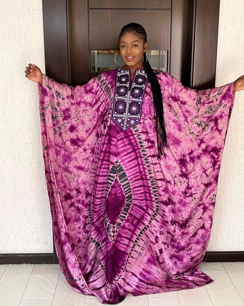 Kadınlar İçin Özel Afrika Elbiseleri Boyalı Dashiki Nakış Tasarımı Çift Moda Zarif Elbise Eşarp 240401