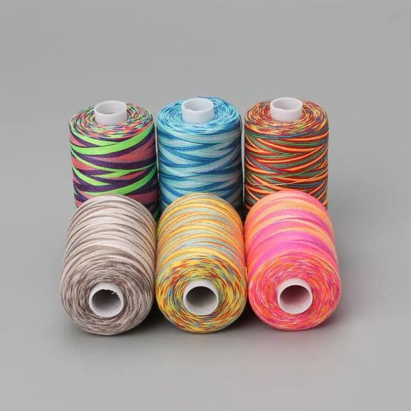 300/1000 iarde filo spool filo in poliestere della linea arcobaleno colorato linea di gradiente per cucire il cucito 402 filo di cucito