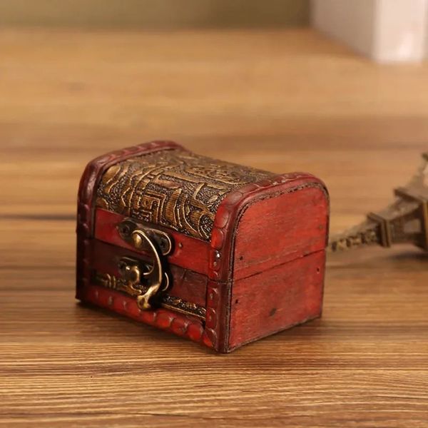 2024 scatola di gioielli vintage scatola fatta a mano in legno con mini blocco metall