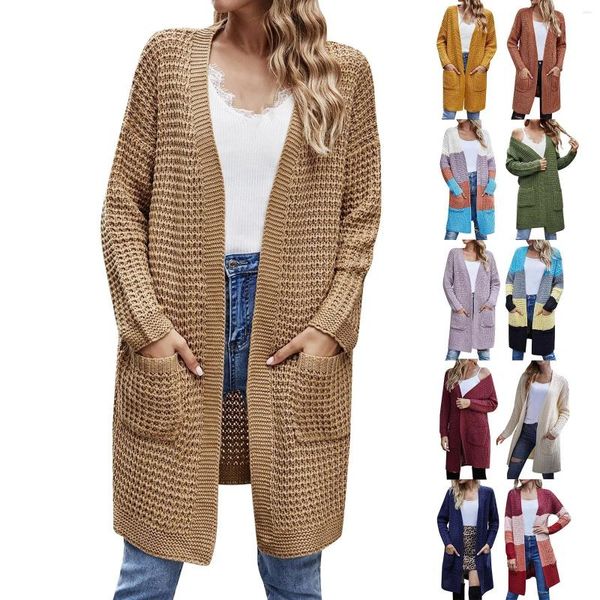 Maglie da donna autunno e inverno cardigan invernale sciolto di grandi dimensioni blouse di maglione a colori solidi 3xxx a strisce donne