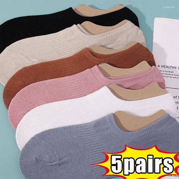 Donne calze invisibili Women's Pure Cotton Summer Color Solid Multipack Plain Female Plain non show Calzio Anti-slip