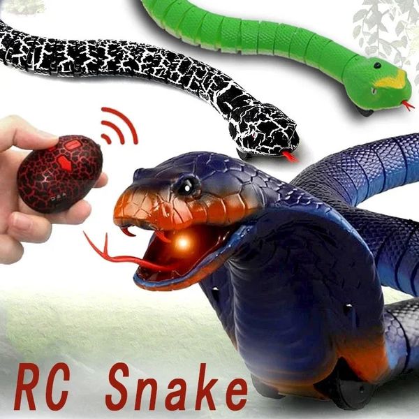 Веселые RC Snake Robots Toys for Kids Boys Children Girlm Direte Control Животные Drant Cat Pets Simulation Rattlesnake Electric Cobra 240321