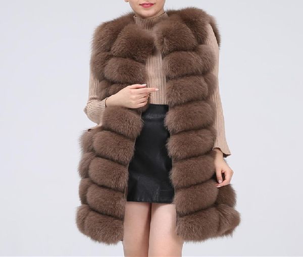Fashion Natural Real Fox Fur Gack Gack Coat Gilet Women Shortleveless Winter Spesso Spesso Caldo Genuino Fox Coates4913083