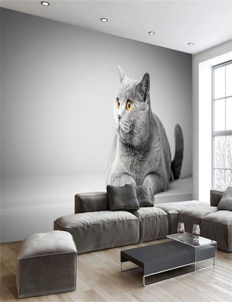 3d dos desenhos animados animal lona gato papel de parede adesivo murais crianças039s quarto arte cartaz adesivos sala estar decoração casa7364537