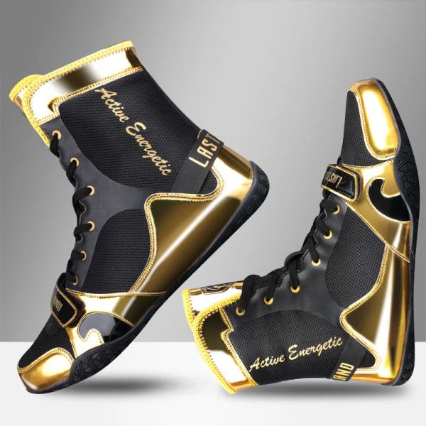 Сапоги мужчина Sanda Fighting Boots Gold Red Boxing Randers для мужского профессионального мальчика борьбы борьбы против скольжения боксерские туфли мужчина