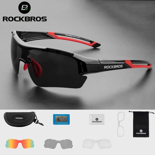 Rockbros Glasshi ciclistici polarizzati uomini Sport Sports Sun occhiali stradali MTB Mountain Bike Bicycle Riding Goggles Eyewear 5 Lens 240319