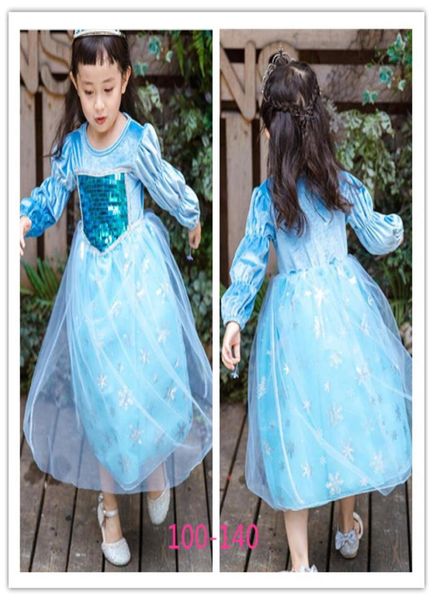 2020 Girl Snow Queen 2 II Dress Princess Baby Snowflake Costume Halloween Party Cosplay Sella a fantasia Sciuli di paillettes Gonfie HH4441032