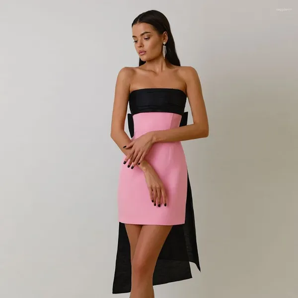 Partykleider eleganter Abend Mini von Schulter großes schwarzes Bow -Prom -Kleid mit abnehmbarer Jacke Graduation einfache kurze Kleider