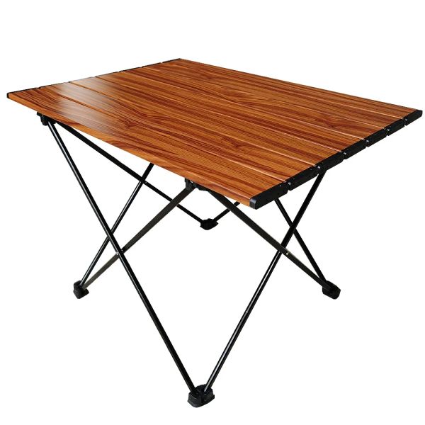 Móveis de madeira escura Ultralight portátil mesa de acampamento dobrável mesa de jantar ao ar livre de alta resistência Alumínio para festa do jardim