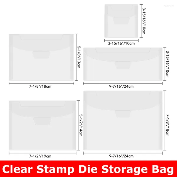 Bolsas de armazenamento Bolsa Clear Stamp Die Bolsa de envelope plástico durável para adesivos DIY Organização de estêncil 10pcs/Conjunto 2024