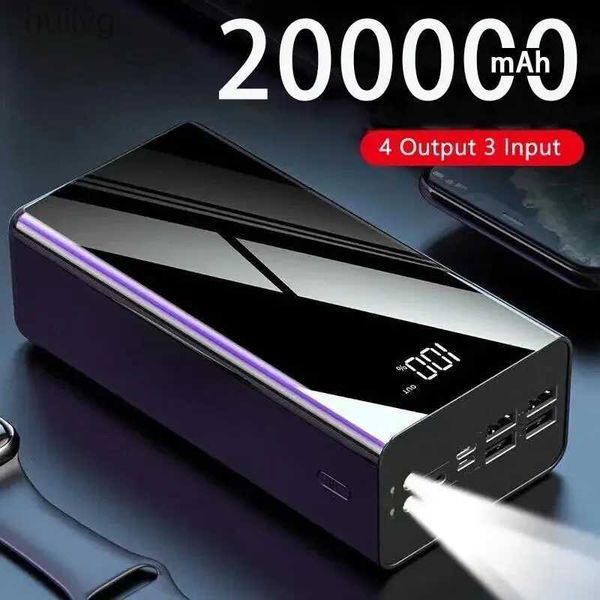 Mobiltelefone Power Banken Power Bank 200000MAH Tragbares schnelles Lade -Powerbank 100000 MAH 4 USB Poverbank External Battery Ladegerät für MI 9 iPhone 2443