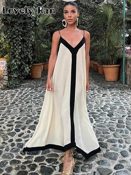 Abiti sexy urbani eleganti a ciondolo maxi abito donna sexy cinghia estate abito da spiaggia da donna senza schienale a colori azzonamentali abiti lunghi Y240402