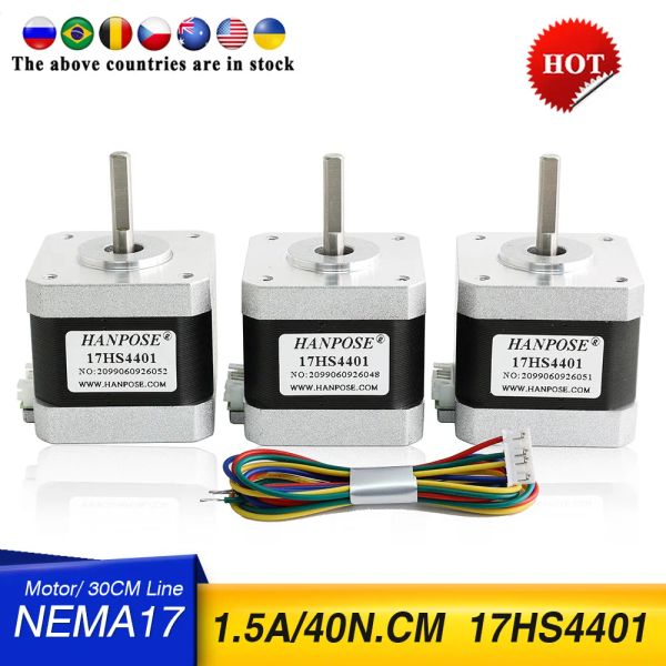 Fırçalar ücretsiz gönderim 40mm nema17 step motor 42 motor nema 17 motor 42bygh 1.5A (17HS4401) Motor 3D yazıcı için 4lead