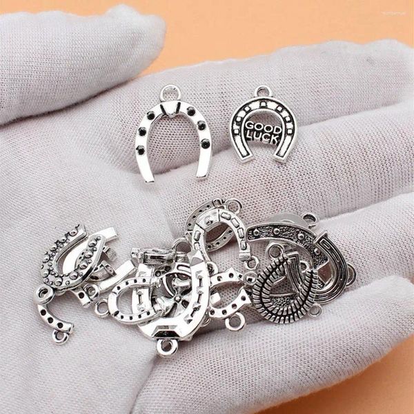 Charms Jewelry for Woman Antique Silver Color Lucky Horseshoes Collection Acessórios de presentes Mulheres 18pcs