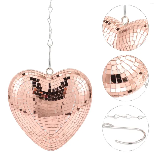 Dekorative Figuren Herz Disco Ball Hanging Mirror Herzförmiges Dekor Party Accessoire Geburtstag Hochzeit Hochzeit