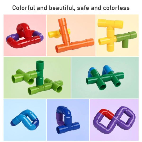 52pcs DIY Rohrbau Bausteine Spielzeug für Kinder DIY zusammenstellen Pipeline Tunnel Block Modell Montessori Spielzeug Kinder Geschenk