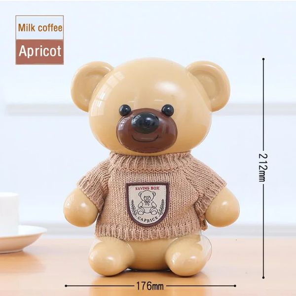 Moneta in plastica Sicuro Sicuro di cartone animato Orso Electronic Piggy Bank Transparent Child Coins Collector Lovely Christma Presente 240401