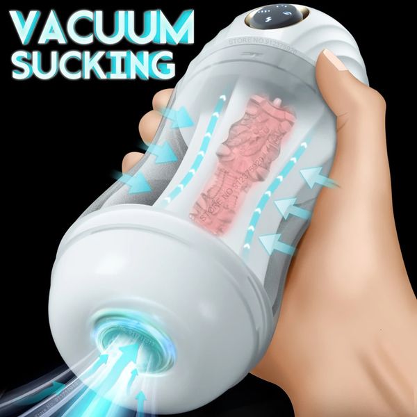 Männlicher Masturbator -Spielzeug automatisch Saugmasturbationstasse für Männer orale Vagina Blowjob Saug Vibration Sexmaschinen Erwachsene Waren 240326