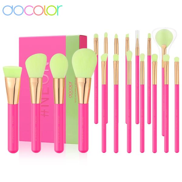 Pinsel docolor 18pcs Make -up Pinsel -Set Neon Pink Pulver Fundament Blushadow Concealer Cosmetic Make -up Tool Pinceaux Maptim