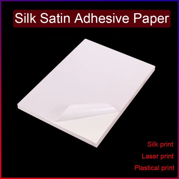 Papel a3 a4 a4 adesivo de cetim de seda papel branca cor branca adesiva de etiqueta forte