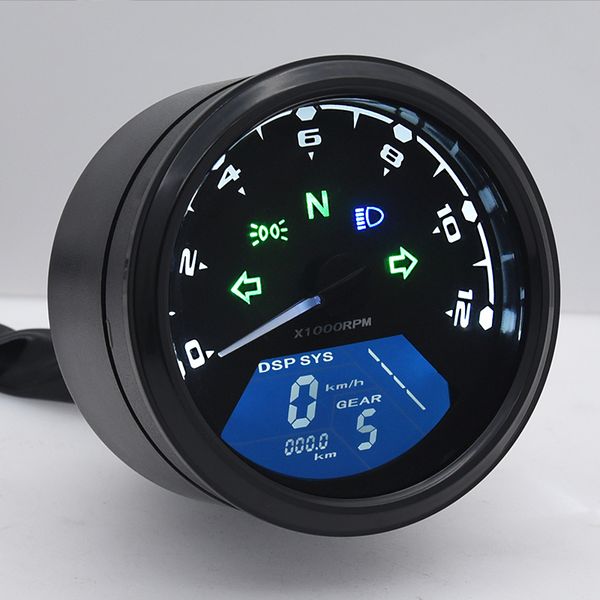 12-V-Motorrad-Tachometer Tachometer 1-4 Zylinder Motorradmesser 12000RMP LCD Digitales Indikator Moto-Zubehör Universal