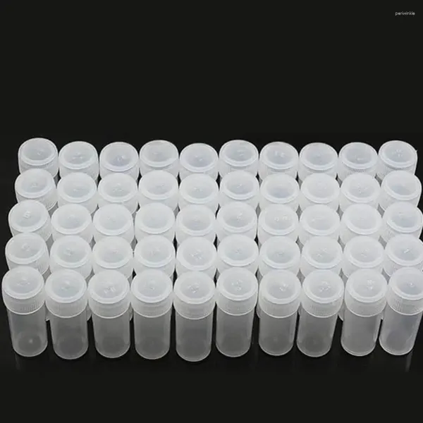 Speicherflaschen 100pcs 5 ml Kunststoff Probenflaschen -Testrohr Mini -Fläschchen Container durchscheinend