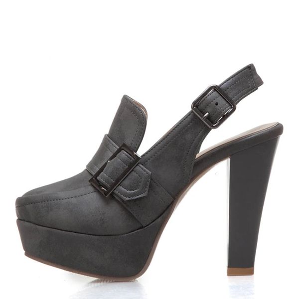 Большой размер 48 Сексуальные женские насосы Slingback High Heels Обувь винтажная платформа серый насос обувь летняя осенняя сандалии леди 240327