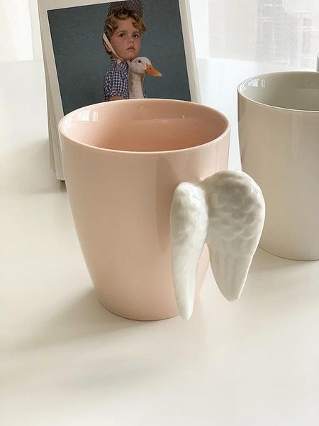 Tassen Good Omens AziraPhale's Angel Wing Cup Coffee Coffee Water Creative Gold Keramik Film Cosplay Requence Office Dekoration