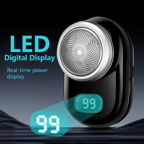 Rasoio elettrico mini rasoio elettrico con visualizzazione a LED a specchio Scarico impermeabile in carica USB rasoio elettrico adatto per rasoio tascabile portatile YQ240403 maschile YQ240403