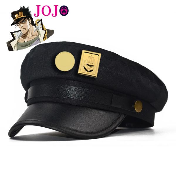 Imposta il bizzarro cosplay berbase di Avventura di Anime Jojo Jotaro Kujo Joseph Hat Jojo Army Army Hat Hat Badges Animazione attorno al cappello di oggetti di scena Yp001