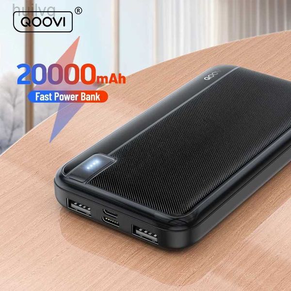 Bancos de energia do telefone celular Qoovi 200mAh Power Bank Externo grande capacidade de bateria Capacitante portátil Powerbank Carregamento rápido para iPhone 15 Samsung 2443