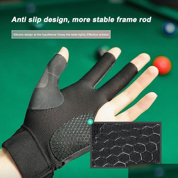 Billiardzubehör Open Finger Pool Handschuhe Einstellbarer Aufkleber Polyester Snooker Billard Smooth weich tragbarer Training DH4WZ Liefern Sie DH4WZ