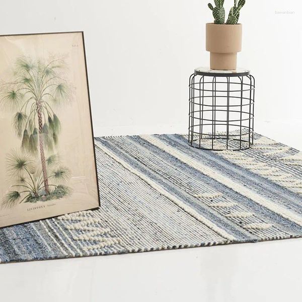 Tappeti tappeti intrecciati in denim soggiorno in lana di lana tappeto marcano per camera da letto tavolino etnico tavolino arredamento per la casa tappeti geometrici