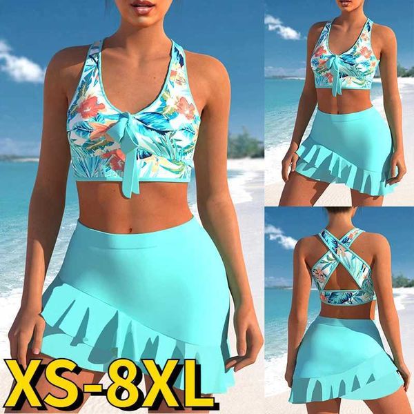 Menas de banho feminina feminino retro biquíni traje de praia de verão maiô de altura de cintura alta maiô de duas peças estampadas estamadas estampadas de flores xs-8xl j240403