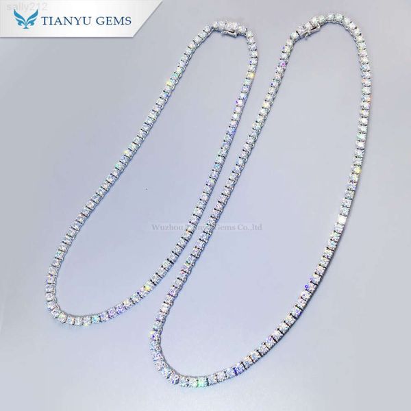 Tianyu Gems Pure White Gold Material de ouro 4,5 mm Diamantes moissanitas Colar de tênis