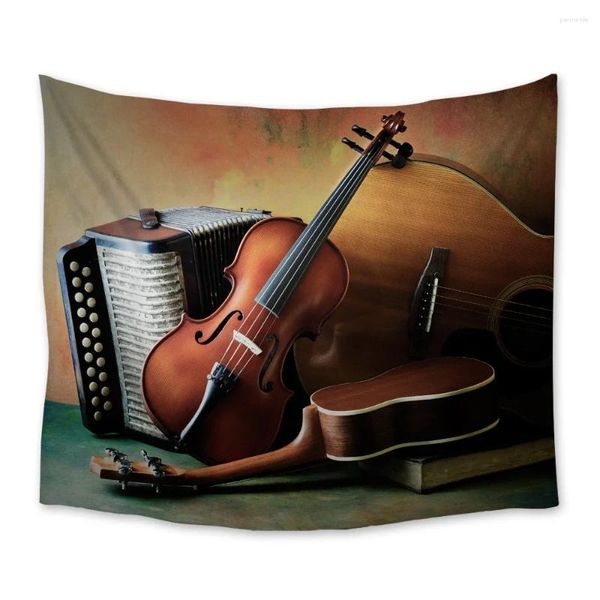 Wandteppiche Geigen -Gitarren -Wandteppich Wand Hanging Polyester Music Home Schlafzimmer Dekorbett