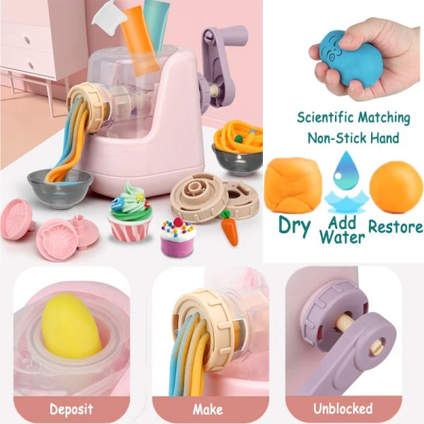 Nagnello colorato per bambini Clayle Macchina fai da te Play Strumenti di pasta per pasta gelati kit di stampo plastiline giocattoli per il regalo di compleanno per bambini