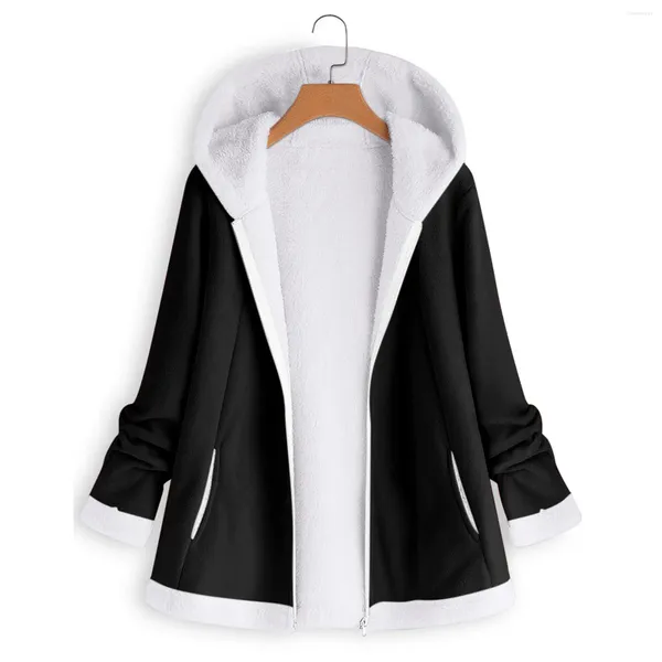 Kadın Hoodies Sonbahar Ceket Hafif Kadınlar Cepleri ile Sıradan Bulanık Coat Polar Zipper Sweatshirt Hoodie Kazak