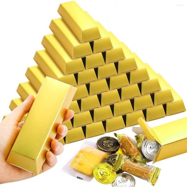 Geschenkverpackung 6PCS Paper Gold Bar Box Goldene Party Favor Boxen Pirate Themenversorgungen Süßigkeitendekoration Schokoladenverpackung