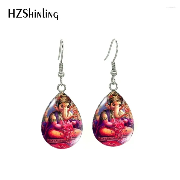 Dangle Ohrringe Hindu Heilige Genesha Elefant Om Yoga Meditation Symbolik Tränenabfall Fischhaken Handwerk Schmuck baumelt