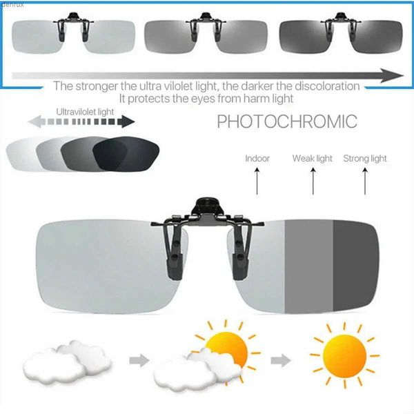 Óculos de sol Klassnum Optical Polarization Clipe Sunglasses para copos de clipe de camaleão masculino para a miopia dia e noite dirigindo com vidro estreito