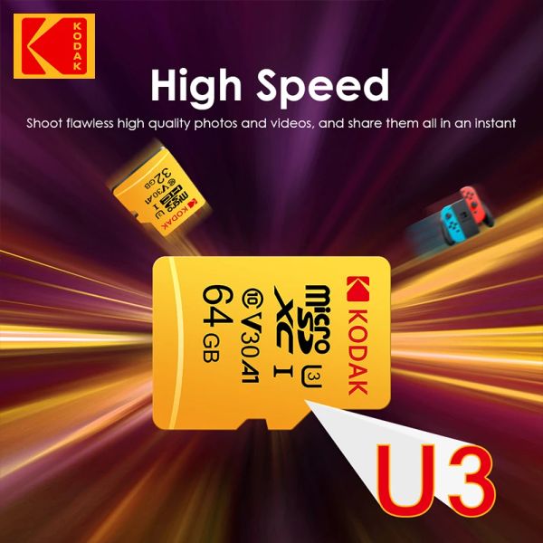 Scheda Kodak Micro SD 64 GB 32G U3 V30 4K Classe Flash Memory Card 32 GB 64 GB TF Scheda Tarjeta MicroSD Scheda UHS-I per PC per laptop