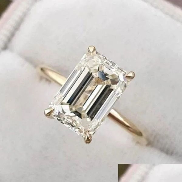 Anelli anelli Fashions Women Sterling Sier 925 Ewellery Classic Engagement Ring Emerald Cut Ultime Stile iamond Ultimo stile rop Eliv