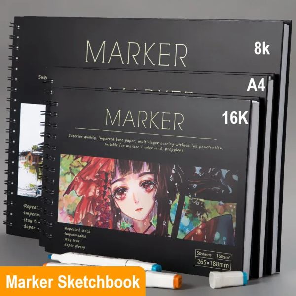 Sketchbooks 8K/16K/A4 толстый художественный альбом специальная бумага для маркера студенческого искусства живопись акварели книга Doodle Bring