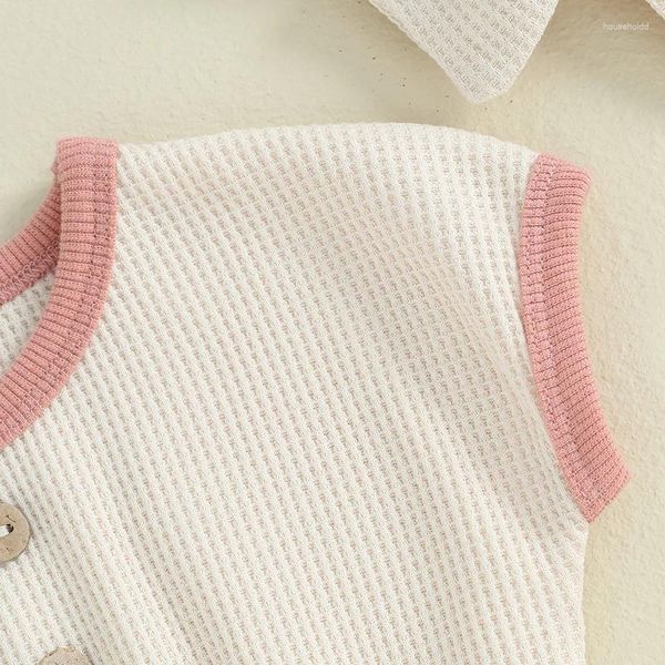 Наборы одежды рожденные детские девочки для девочек набор для вафельной вязаной комбинезон с коротким рукавом с коротким рукава