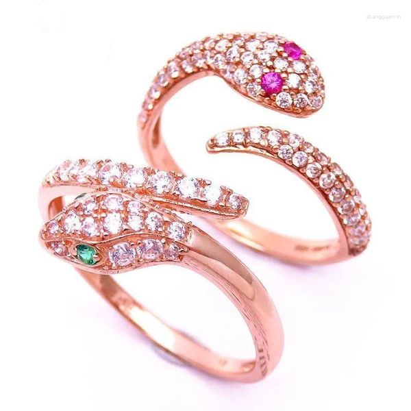 Ringos de cluster 585 Esmeralda de ouro roxo para mulheres de luxo e cristal branco 14k rosa banhada a jóias de noivado requintadas