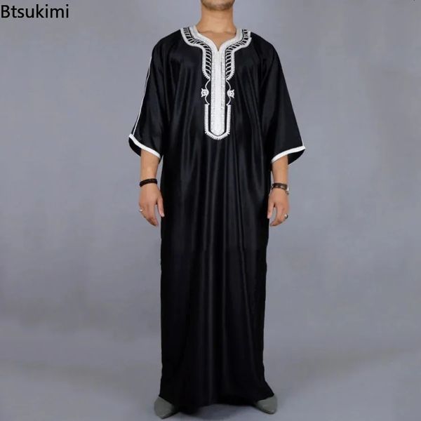 Mode muslimische Männer Jubba Thobes Arabisch Pakistan Dubai Kaftan Abaya Roben islamische Kleidung Saudi-Arabien schwarze lange Bluse Kleid 240328