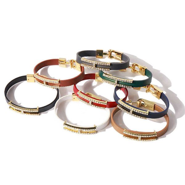 Nuovo braccialetto di designer classico per donne anello singolo H Diamond in lega intalata Bracciale in pelle con logo
