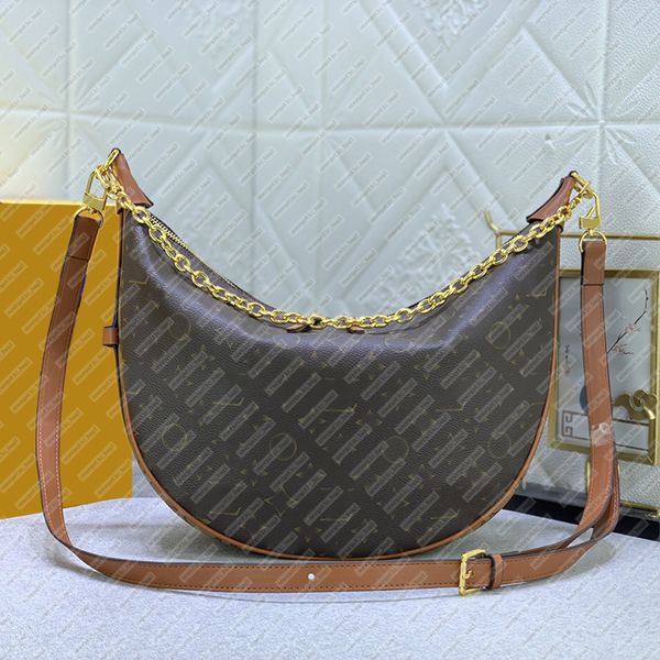 Umhängetaschen für Damen, Designer-Taschen, Halbmond-Handtasche, Schultertaschen, luxuriöse Geldbörsen, Vintage-Kettentaschen, Unterarm-Baguette-Tasche, bedruckte Horn-Form, halbmondförmige Umhängetasche