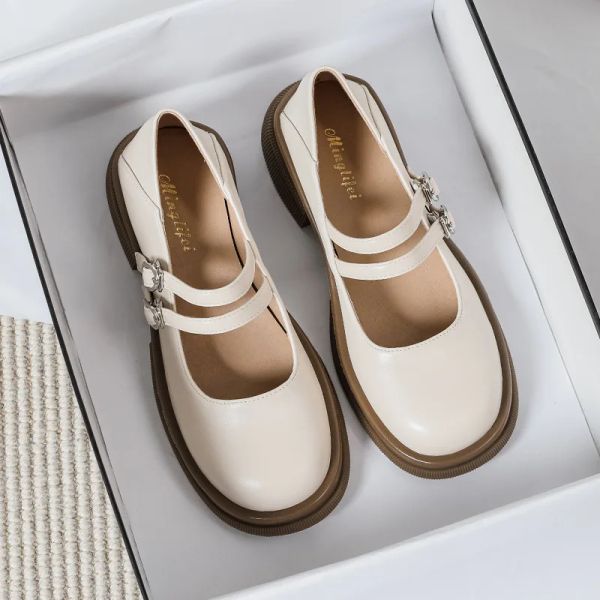 Stiefel 2023 Frühling Neue Frauen -Leder -Schuhe für Frauen schwarzer Slipper koreanischer Stil Middle Heel Fashion Design Casual Shoes Party und Bürokleidung